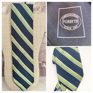 Forsyth Of Canada Blue Green Hand Made 100% Silk Men’s Neck Tie Made In China
